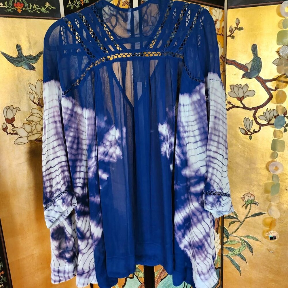 Free People V-neck sheer tunic top